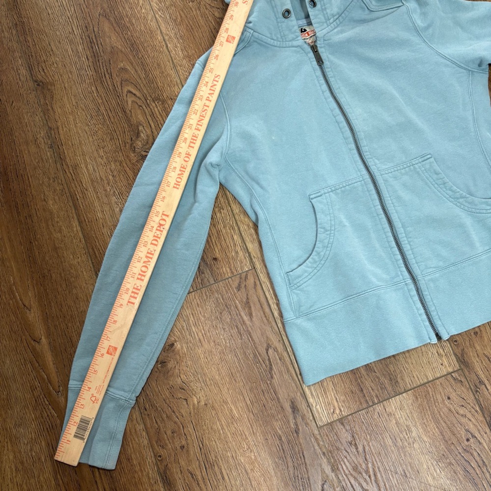 American Giant Full Zip‎ Hoodie USA Made Sweatshirt Light Blue Womens M Cotton - Picture 5 of 12
